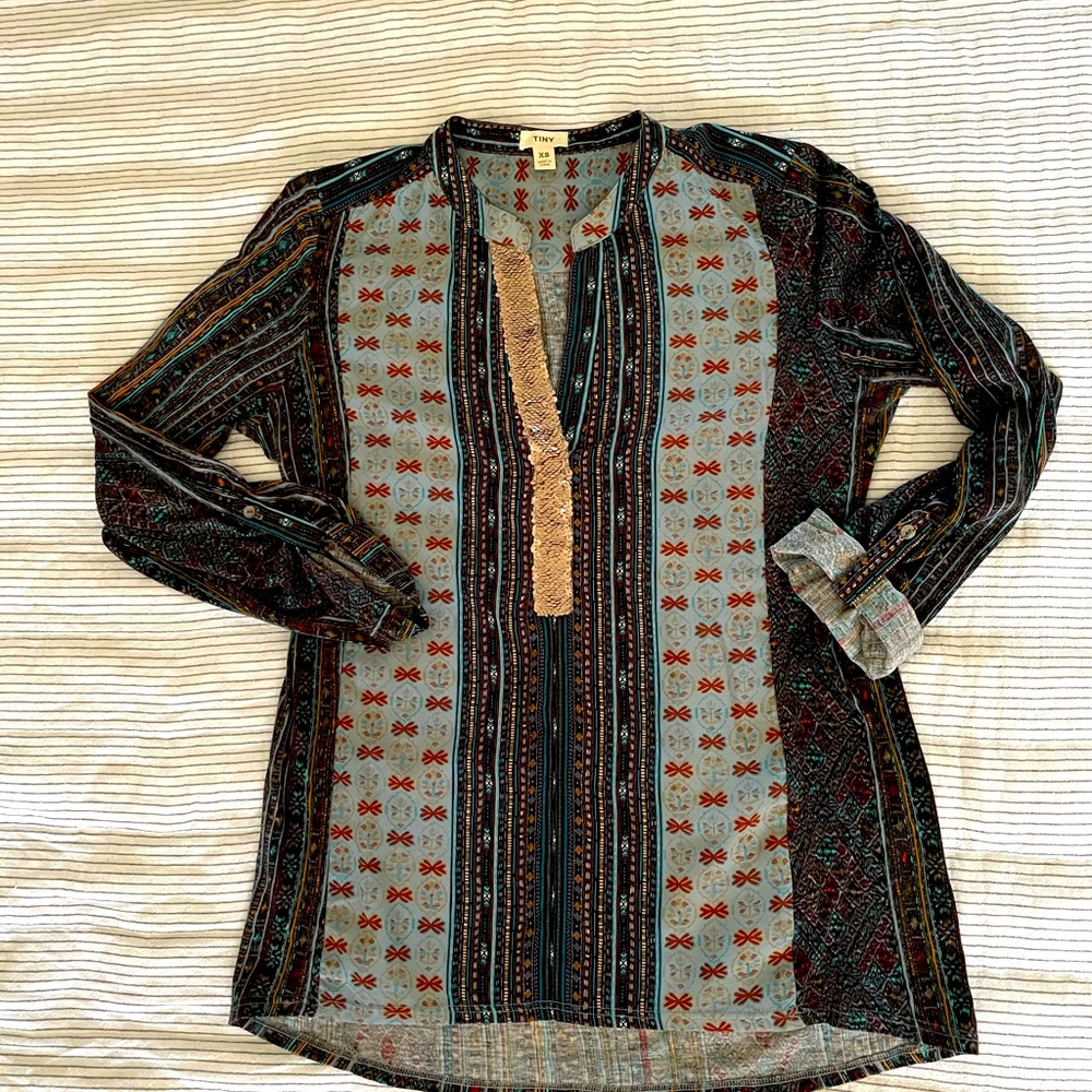Anthro Tiny Brand Boho Mixed Media Top
